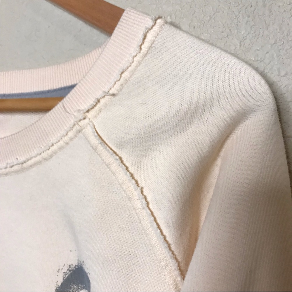 PUMA Top Cropped Long Sleeve Reverse Weave Raw Edge Ivory Gray Size S - Picture 5 of 8